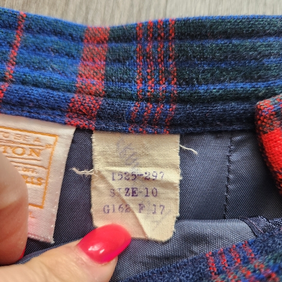 Vintage Pendleton 100% Virgin Wool Plaid Midi Skirt Blue And Red Women's Size 10 - Picture 5 of 10